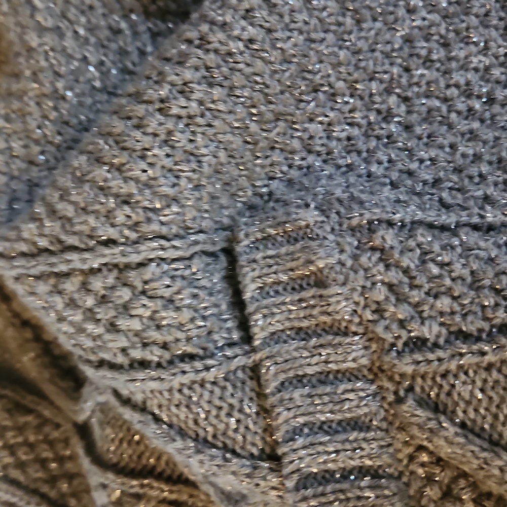Croft & Barrow Gray Sparkle Cable Knit Cardigan - Size XL - Picture 12 of 12